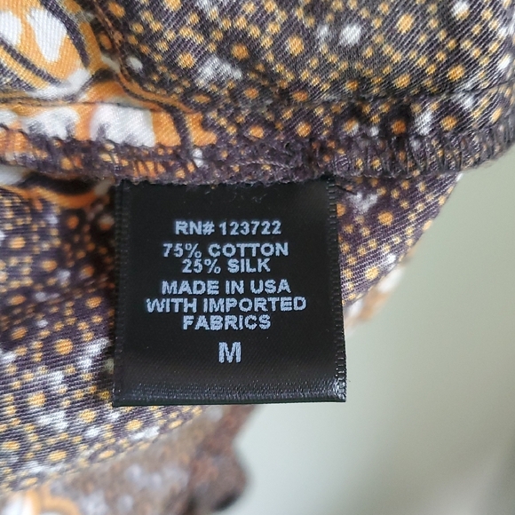 XiRENA NWT Silk Cotton 'Blair' Batik Floral Marigold Print Blouse Top  M - Picture 12 of 14